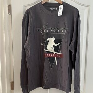 Men’s Abercrombie & Fitch Long Sleeve Shirt - Gray size M oversized fit